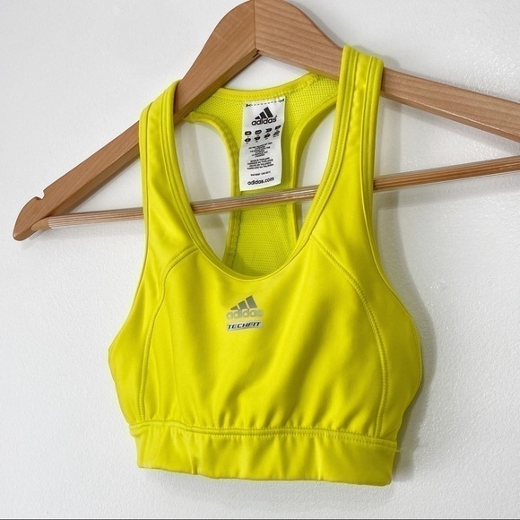 Adidas Techfit Neon Yellow Racerback Sports Bra Size XS - Picture 9 of 9